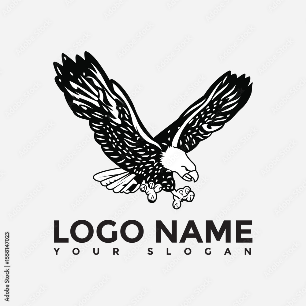 Obraz premium Eagle emblem white on black,
