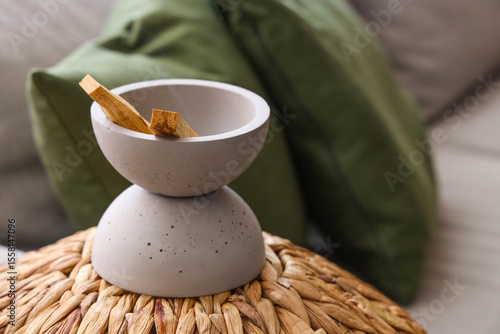 Bowl with Palo Santo on sof...