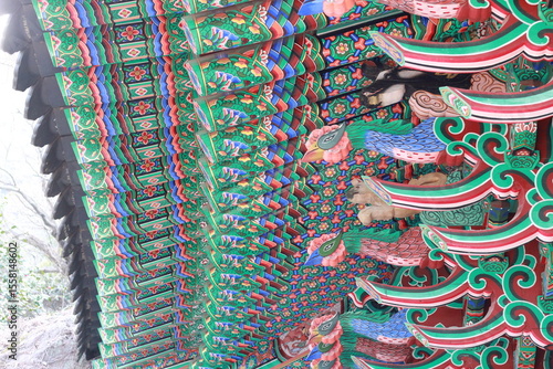 detail of korean temple roofing