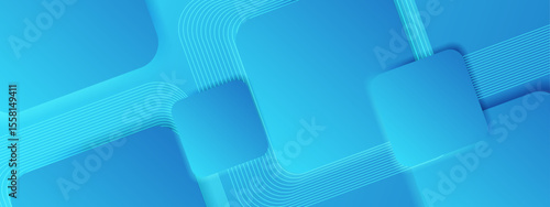 Abstract blue squares and cyan lines, a modern and creative background for digital designs, technology concepts, or futuristic presentations.