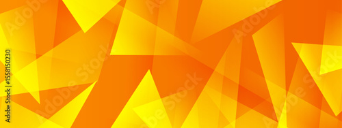 Overlapping dynamic orange and yellow triangles, vibrant design for backgrounds, banners, geometric patterns, wallpaper, or abstract concepts.