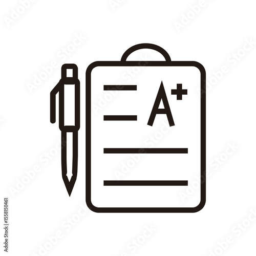 Test of Education and Learning web icons in line style. School, university, textbook, learning. Vector illustration.