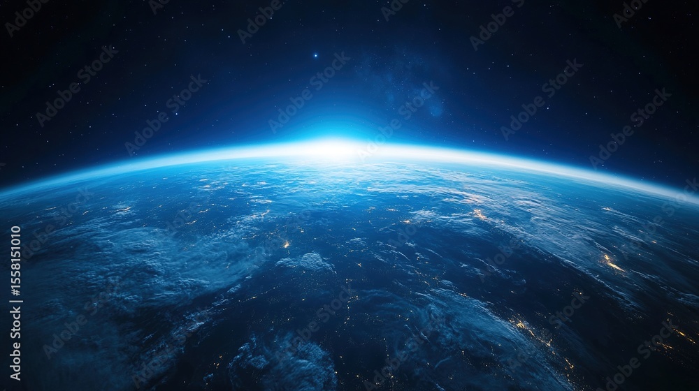 Aerial view of Earth's atmosphere with glowing blue ozone layer and dark gap symbolizing depletion, environmental protection and climate change awareness concept.
Aerial view of Earth's atmosphere with glowing blue ozone layer and dark gap symbolizing depletion, environmental protection and climate change awareness concept.