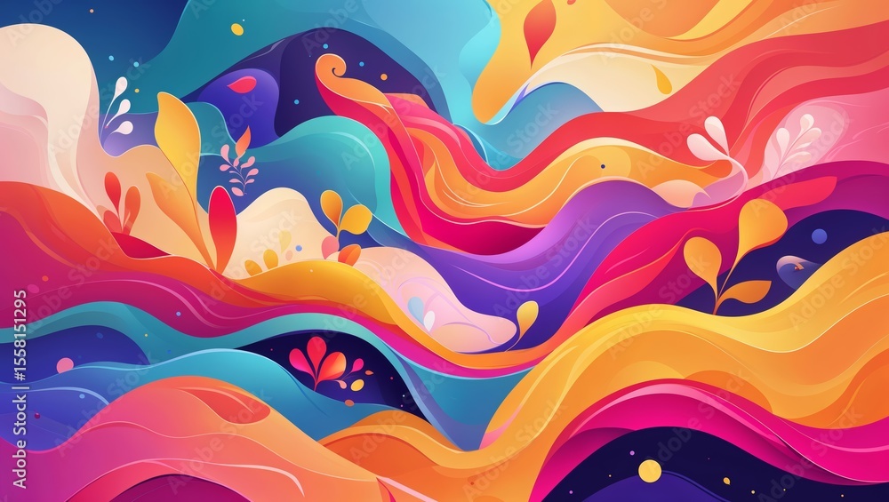 Fototapeta premium Colorful Abstract Fluid Wave Illustration in Bold and Dynamic Style