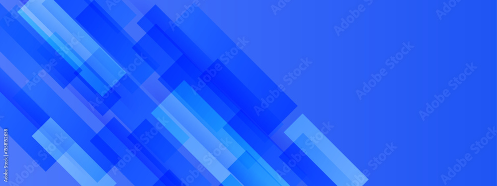 Obraz na plátne Translucent blue rectangles in diagonal layout on blue backdrop