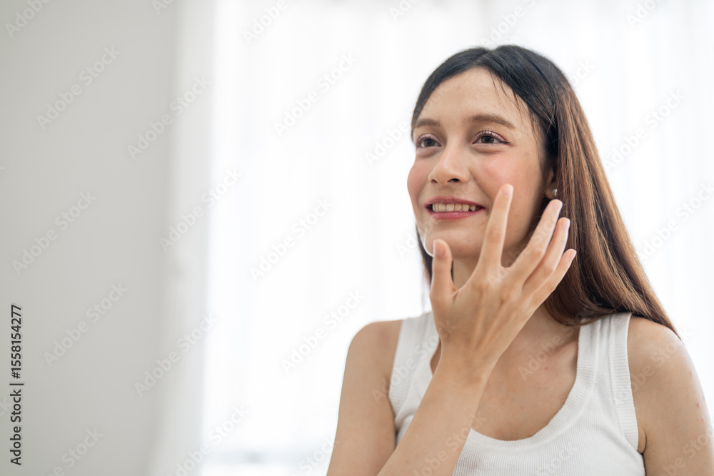Beautiful smiling of young beauty pretty caucasian woman clean fresh healthy white skin facial treatment.girl model with fashion cosmetic makeup skin care, spa and beauty concept Beautiful smiling of young beauty pretty caucasian woman clean fresh healthy white skin facial treatment.girl model with fashion cosmetic makeup skin care, spa and beauty concept