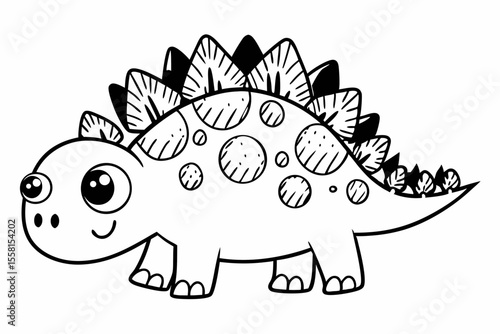 Cute Stegosaurus Dinosaur Vector Illustration Art isolated on white background