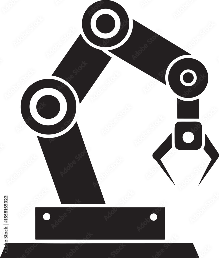 Industrial robotic arm gripper silhouette isolated on white background Industrial robotic arm gripper silhouette isolated on white background
