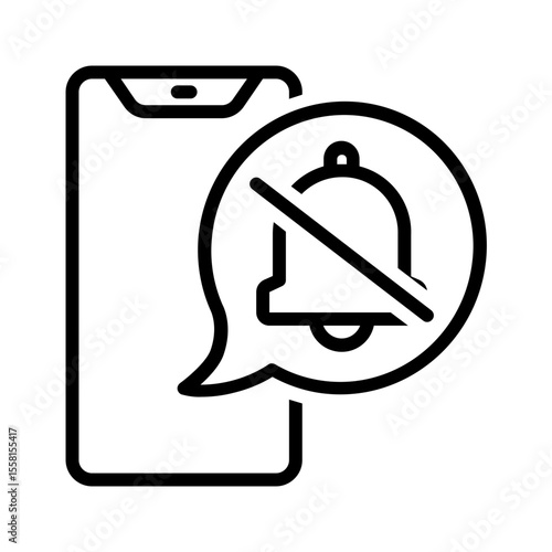 Vector black line icon for Notification off