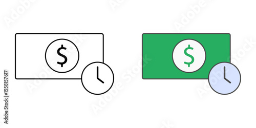 Pay later badge icon without text, in outline and color styles, ideal for illustrating BNPL options, deferred payments, and flexible checkout features with a clean, text-free symbol.