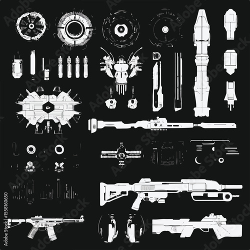 gear silhouette set