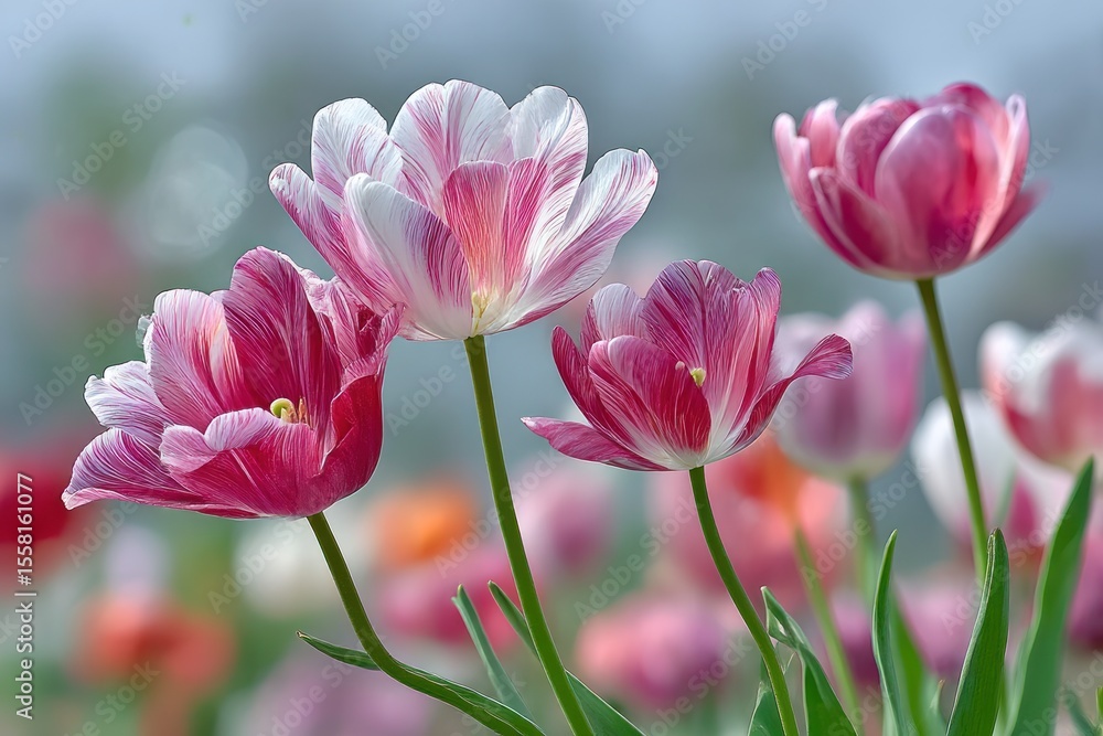 Fototapeta premium Vibrant tulips in a spring garden