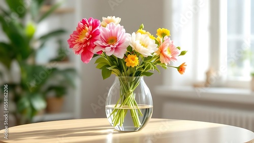 Wallpaper Mural Colorful floral arrangement in glass vase pink flowers Torontodigital.ca