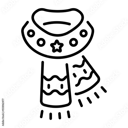 A linear style icon representing scarf