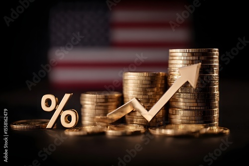 Interest Rate Growth, Gold Coins, Upward Trend
