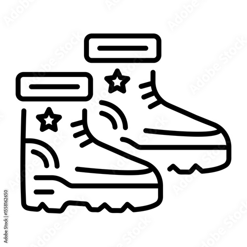 A line style icon showing winter shoes
