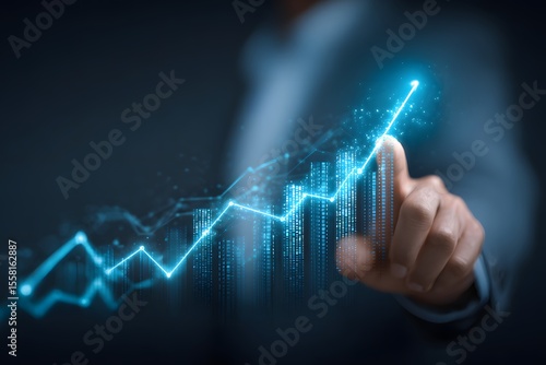 Digital Growth Graph, City Skyline