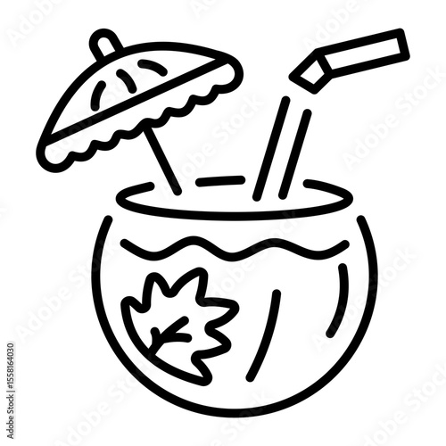 A line style icon showing coconut drinkc