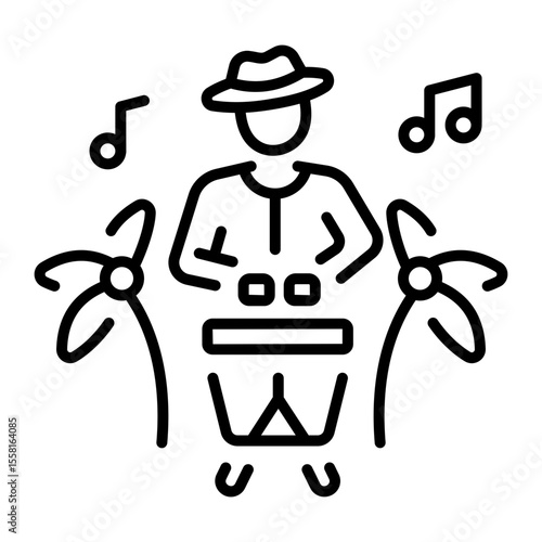 An outline style icon depicting drummer