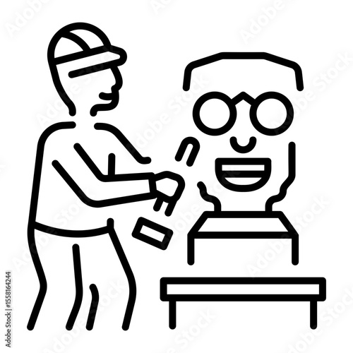 An outline style icon depicting tiki carve