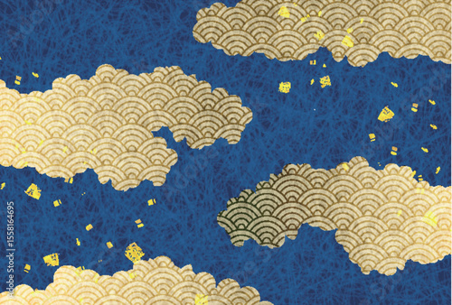 雲　和柄　年賀状　背景