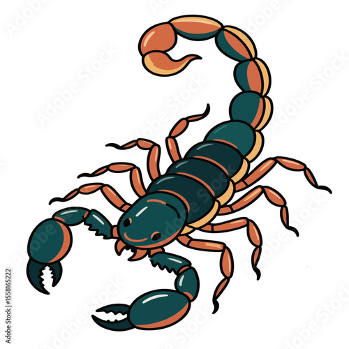 Scorpion vector editable in vibrant blue-green body, suitable for tattoo designs, fantasy icons, digital illustrations, and nature-inspired artworks.