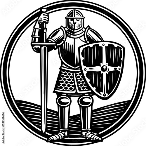 knight (linocut style)