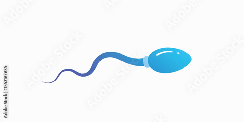Vector illustration of a single spermatozoan, drawn with clear outlines and smooth blue gradients