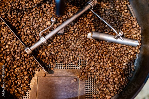 Close-up of roasted Arabica coffee beans