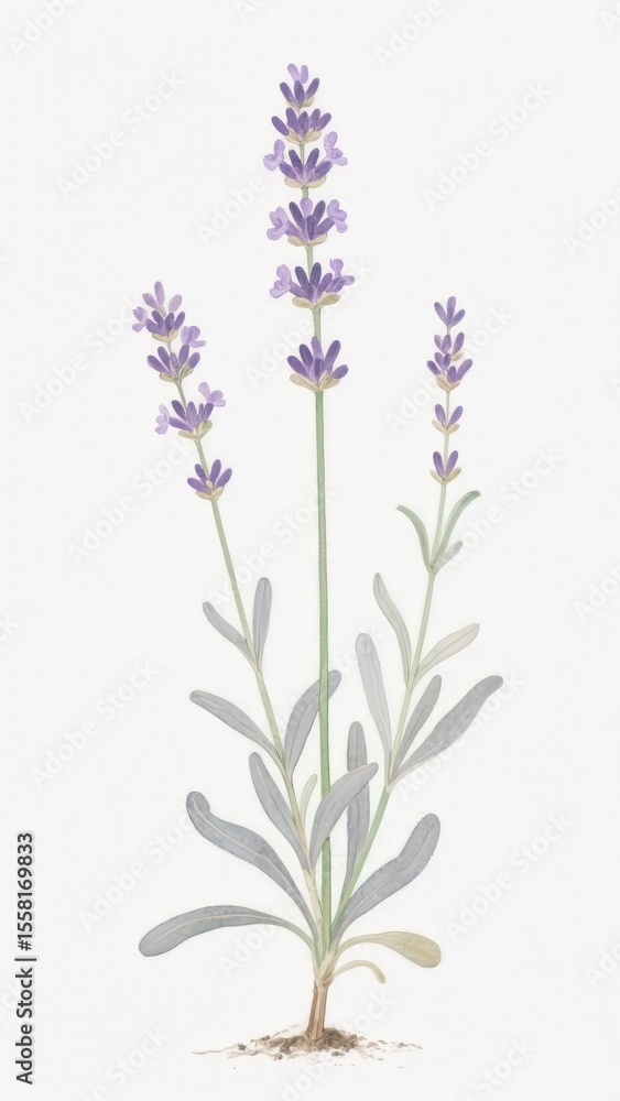 Obraz premium Delicate Lavender Sprig Botanical Illustration
