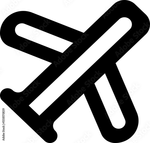 Airplane Icon Vector Black Silhouette Aviation Transportation Symbol