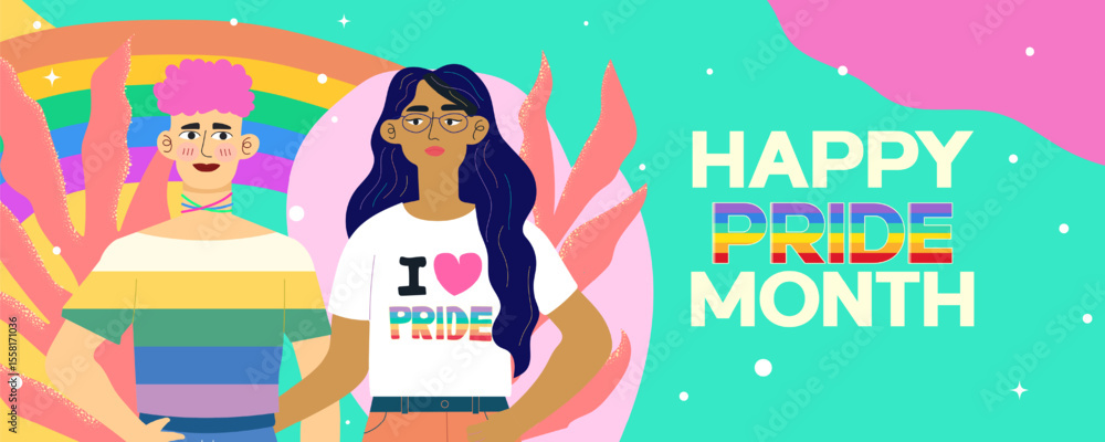 Fototapeta premium Pride celebration promoting inclusivity and diversity. Vector illustration