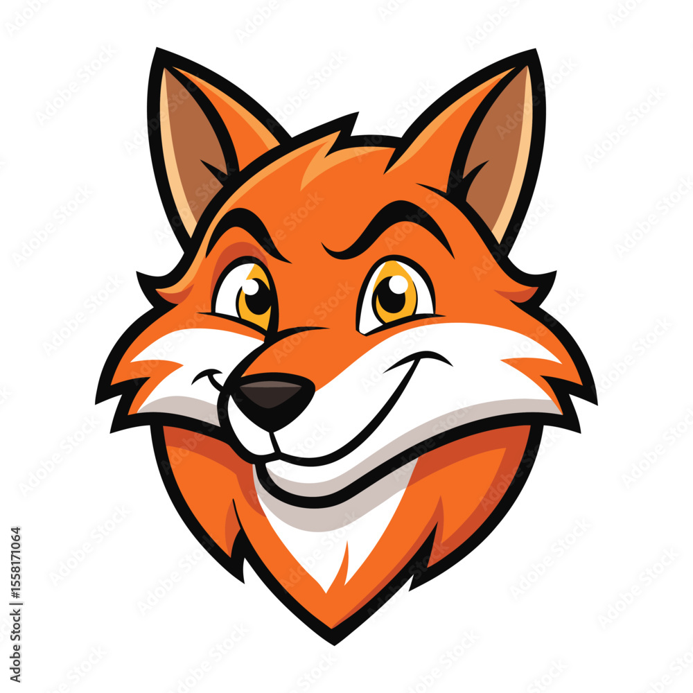Obraz premium fox head mascot sly smile orange tones cartooni