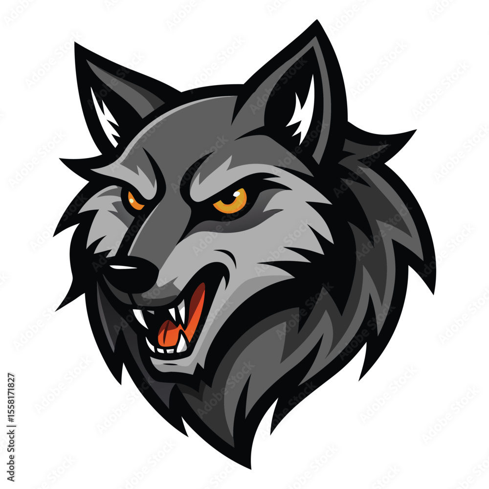 wolf head mascot howling pose dark tones on whi wolf head mascot howling pose dark tones on whi