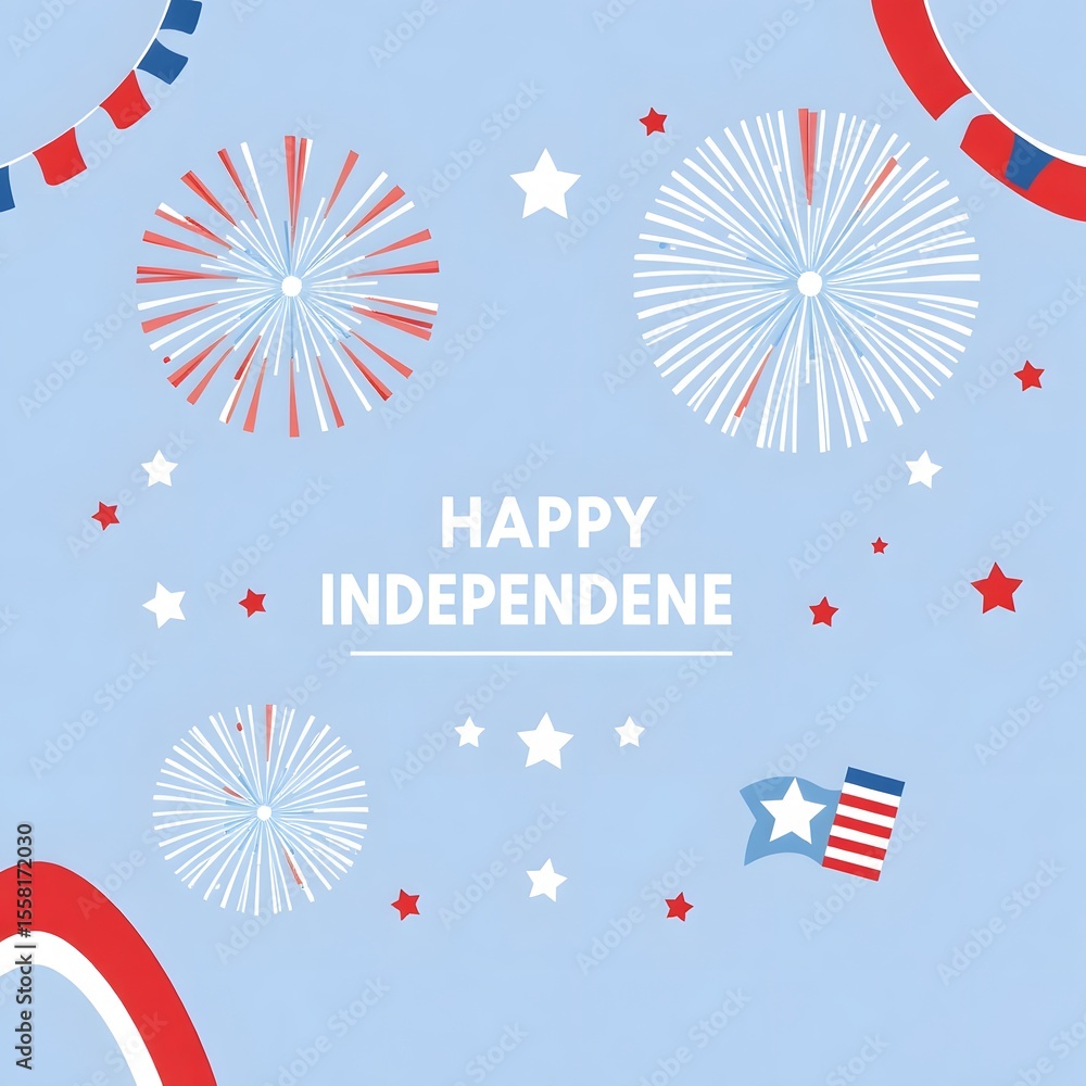 Fototapeta premium Happy Independence Day Festive Fireworks and Celebration Design
