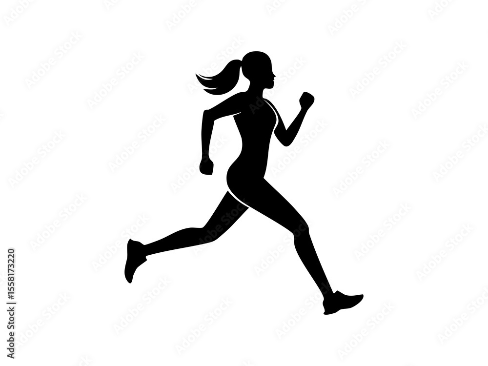 Silhouette of a person for sports, health, or marathon running style Silhouette of a person for sports, health, or marathon running style