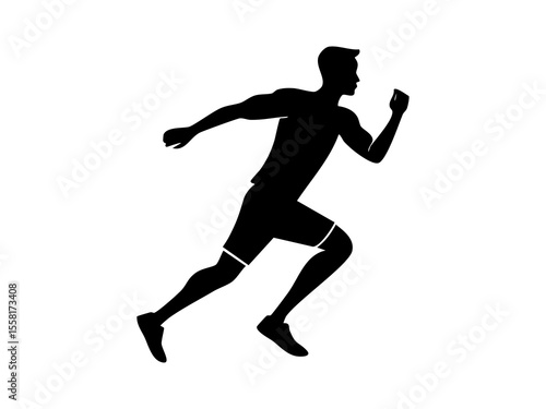 Flat vector silhouette person routine run and marathon for health