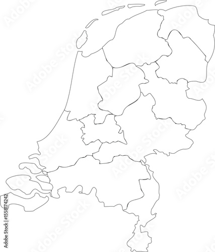 Wallpaper Mural Simple Outline Map of Holland with Province Borders Vector Illustration Torontodigital.ca