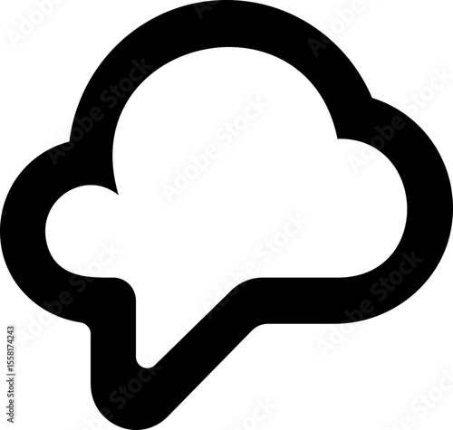 Cloud Speech Bubble Icon - Cloud Communication Message Vector Symbol