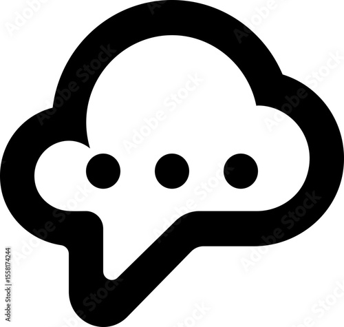 Cloud Message Icon - Cloud Communication Chat Bubble Vector Symbol