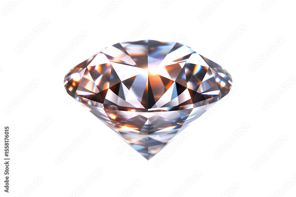 Fototapeta premium The Honeycomb Diamond, Warm Hues in Precision Facets, isolated on transparent background. PNG file, cut out