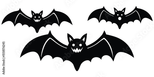 Halloween Bats Silhouette Vector On White Background