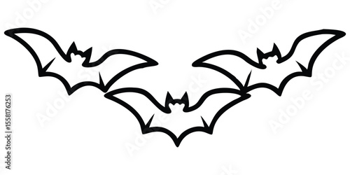 Halloween Bats Silhouette Vector On White Background