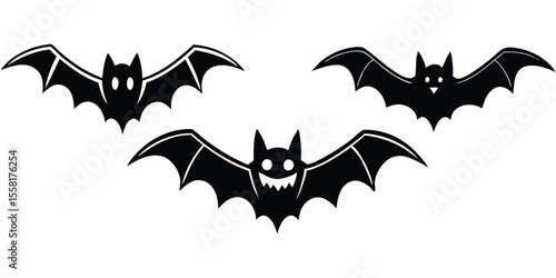 Halloween Bats Silhouette Vector On White Background