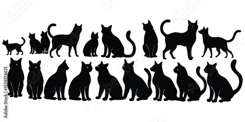 Cat Silhouettes Set Large Vector Collection