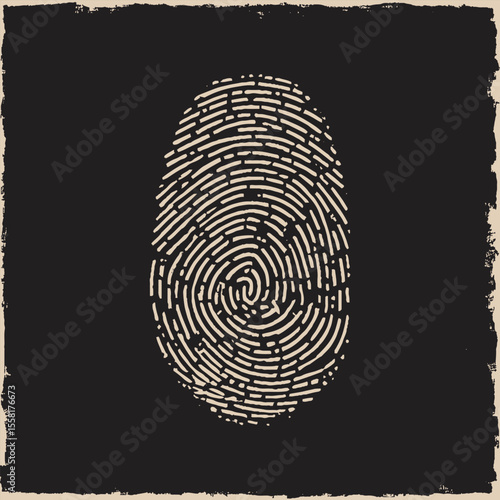 Black and brown close up of a fingerprint stock illustration