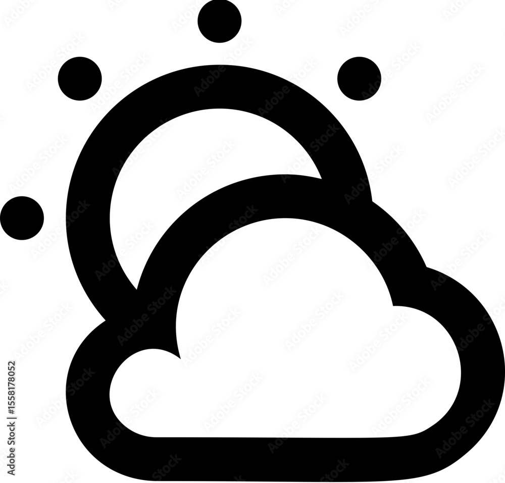 Partly Cloudy Weather Icon - Sun Behind Clouds Vector Symbol