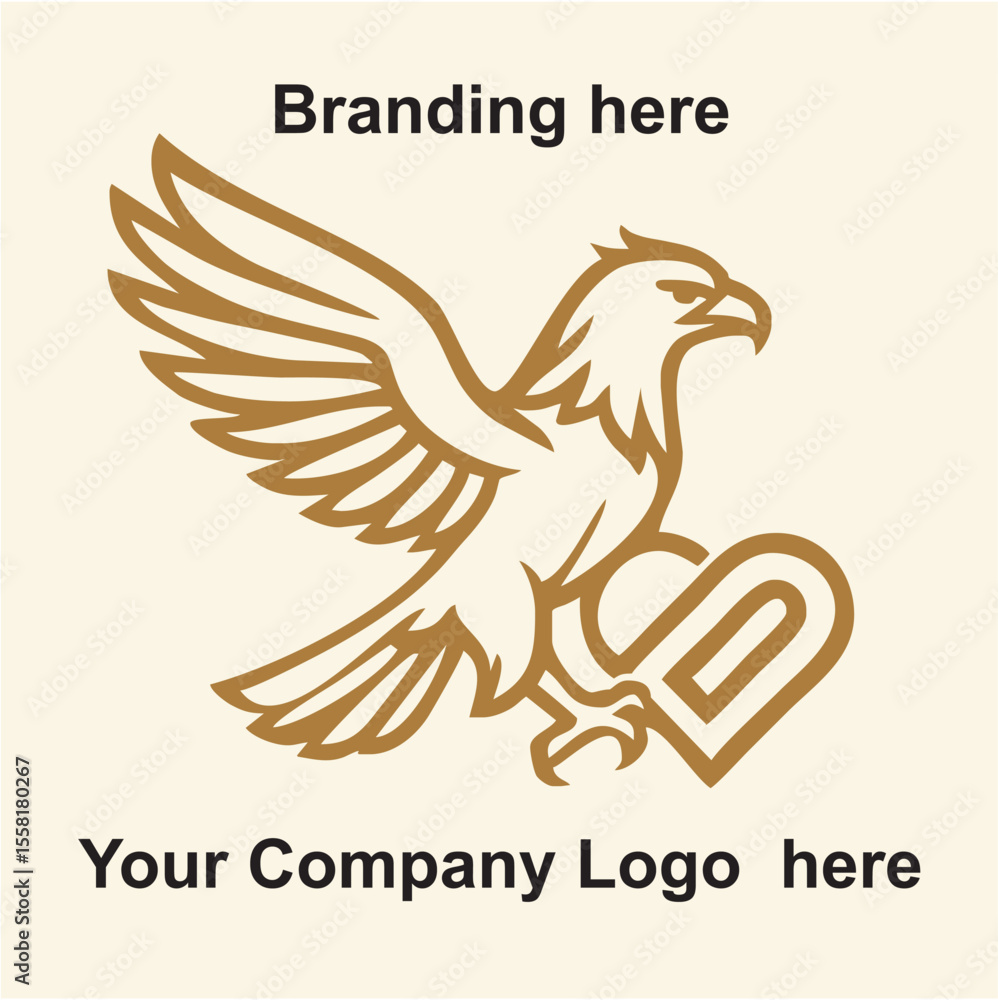 Fototapeta premium Golden Eagle with Heart Symbo...