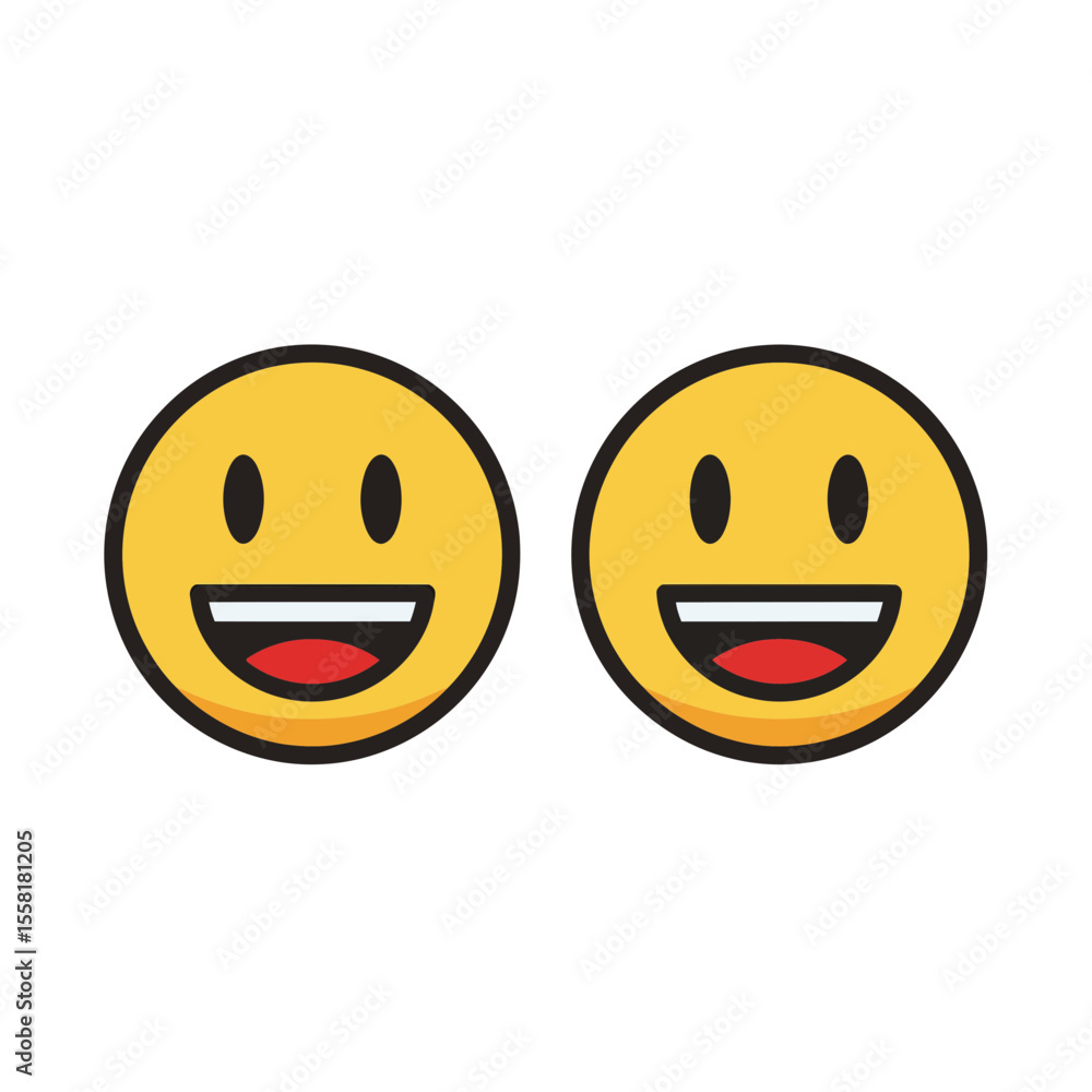 Fototapeta premium Identical cheerful yellow face vector illustrations depicting positive emotion perfect graphic design element for conveying happiness and joy in digital communication and
