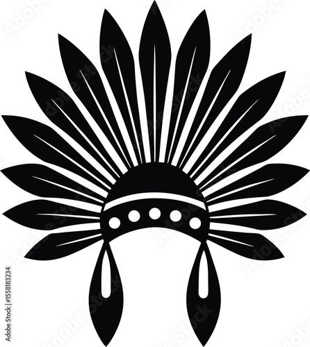 Fan-Shaped Feathered Headgear Vector in Tribal Style